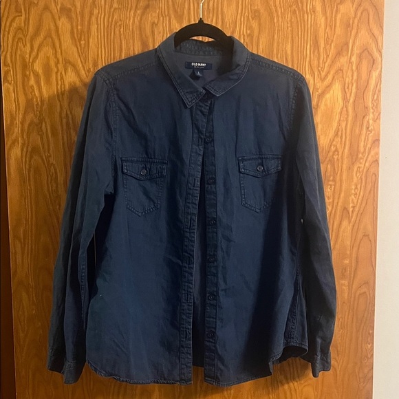 Old Navy Tops - Old Navy Dark Blue chambray Shirt size Large